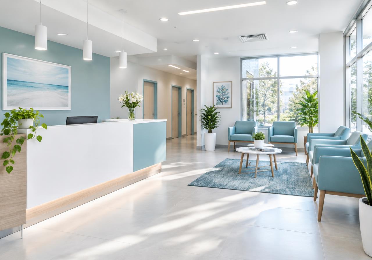 Bright clinic reception area